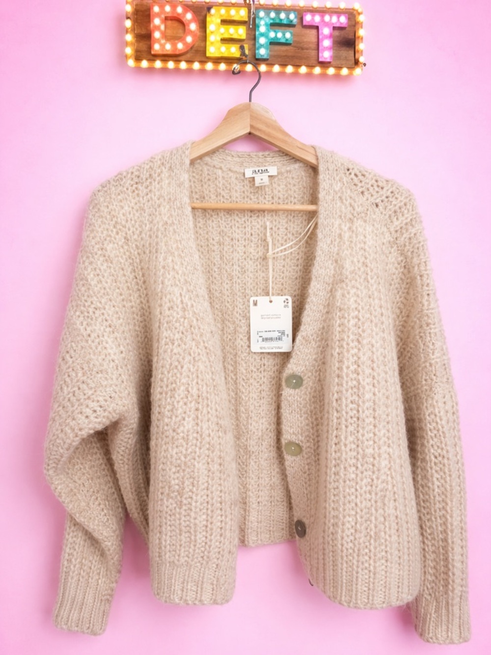 a.n.a Cream Chunky Knit Button-Front Cardigan